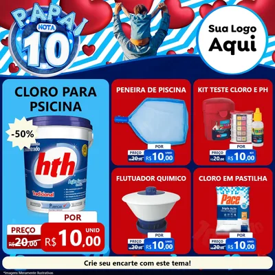 Modelo de Rede Social para Feed Facebook com o tema Papai Nota 10 para Produtos para Piscina