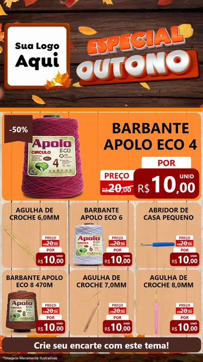 Modelo de Rede Social para Stories com o tema Especial Outono para Armarinho e Aviamentos