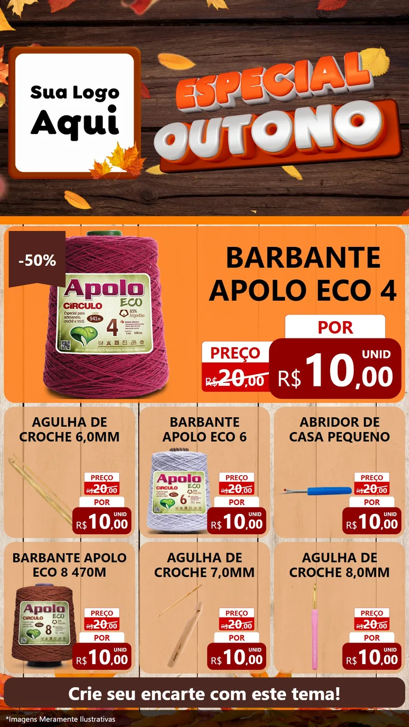 Modelo de Rede Social para Stories com o tema Especial Outono para Armarinho e Aviamentos