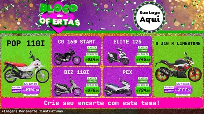Modelo de TV para TV Horizontal com o tema Bloco de Ofertas para Concessionaria de Motos