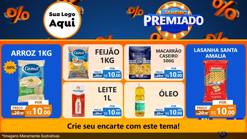 Modelo de TV para TV Horizontal com o tema Janeiro Premiado para Supermercado