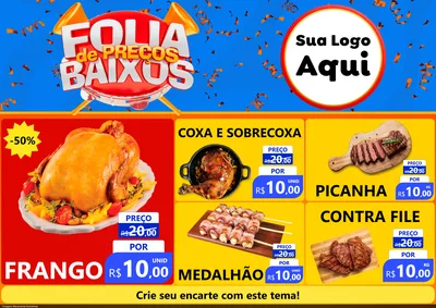 Modelo de Encarte para Encarte A4 Horizontal com o tema Folia de Preços Baixos para Assados