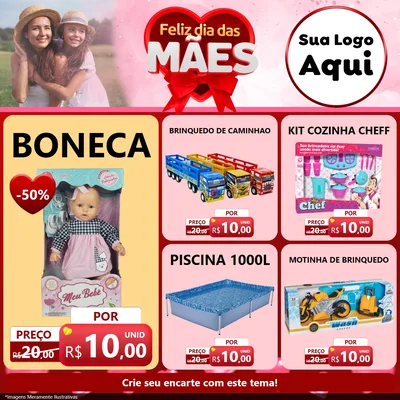 Modelo de Rede Social para Feed Facebook com o tema Feliz Dia Das Mães para Brinquedos