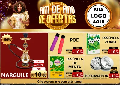 Modelo de Encarte para Encarte A4 Horizontal com o tema Fim de Ano de Ofertas para Tabacaria