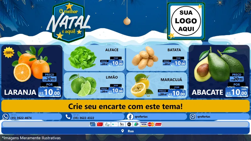 Modelo de TV para TV Horizontal com o tema O Melhor Natal É Aqui! para Hortifrúti