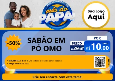 Modelo de Cartaz para Cartaz A4 Horizontal com o tema Ofertas Imperdíveis Mês Do Papai para Produtos de Limpeza