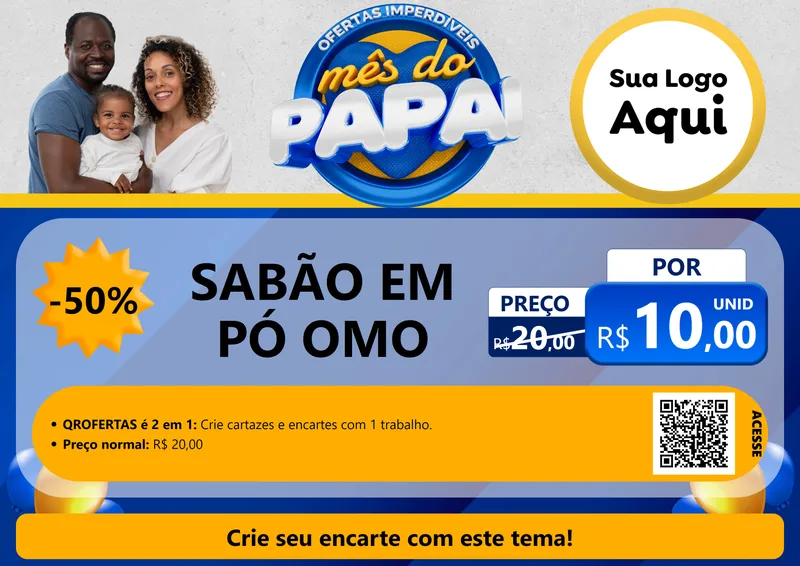 Modelo de Cartaz para Cartaz A4 Horizontal com o tema Ofertas Imperdíveis Mês Do Papai para Produtos de Limpeza