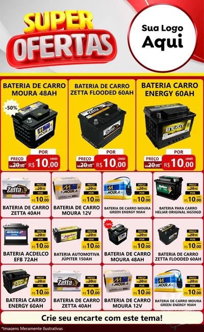 Modelo de Encarte para Encarte Grande com o tema Super Ofertas para Baterias Elétricas