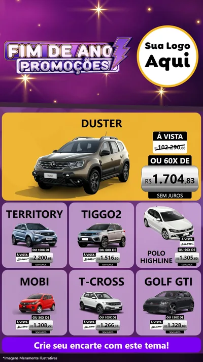 Modelo de Rede Social para Stories com o tema Fim de Ano Promoções para Concessionaria de Carros
