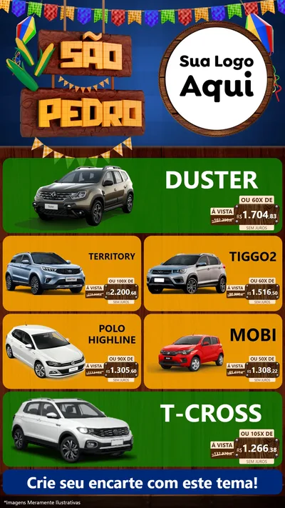 Modelo de TV para TV Vertical com o tema São Pedro para Concessionaria de Carros