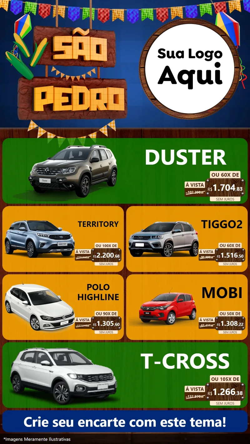 Modelo de TV para TV Vertical com o tema São Pedro para Concessionaria de Carros