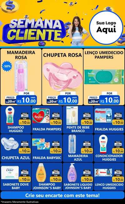 Modelo de Encarte para Encarte Grande com o tema Semana do Cliente para Bebês
