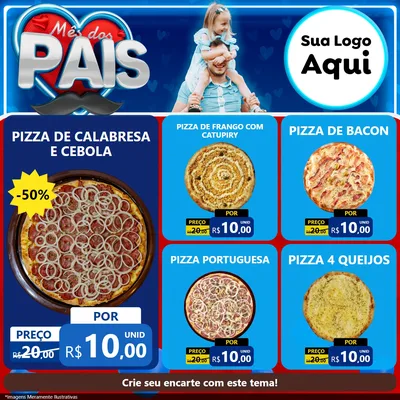 Modelo de Rede Social para Feed Facebook com o tema Mês Dos Pais para Pizzaria
