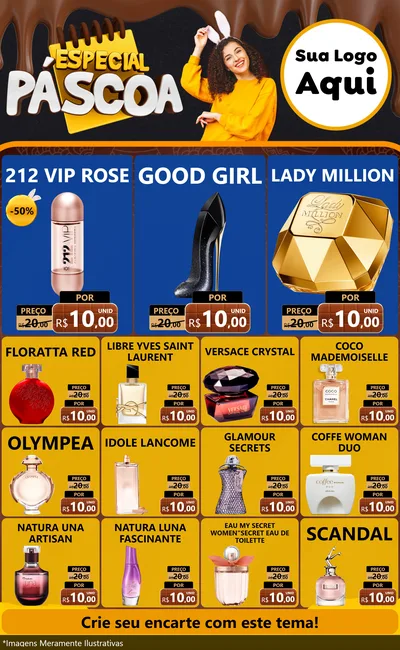 Modelo de Encarte para Encarte Grande com o tema Especial Páscoa para Perfumes
