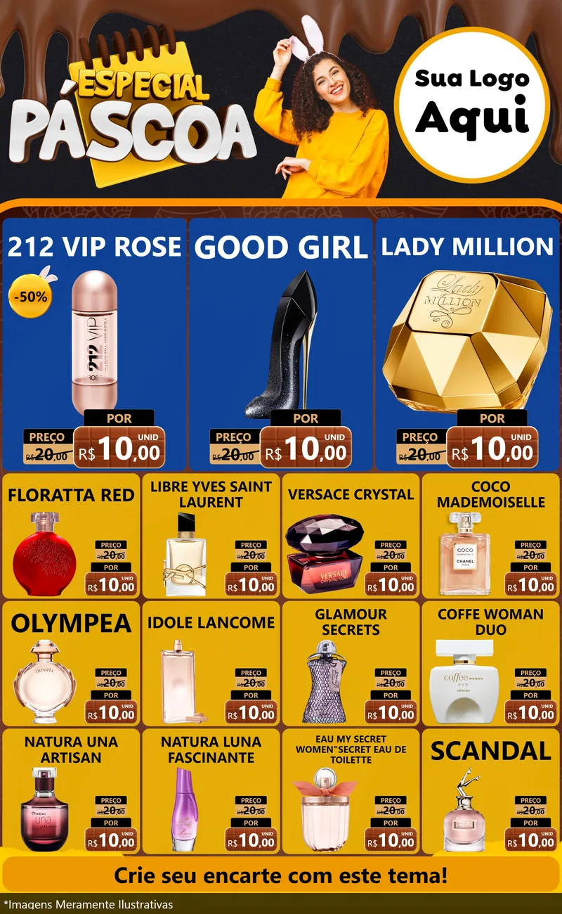 Modelo de Encarte para Encarte Grande com o tema Especial Páscoa para Perfumes