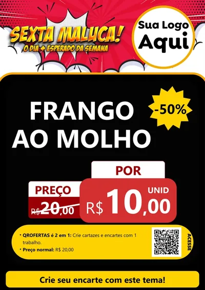 Modelo de Cartaz para Cartaz A4 Vertical com o tema Sexta Maluca! para Restaurante