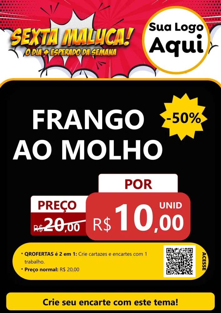 Modelo de Cartaz para Cartaz A4 Vertical com o tema Sexta Maluca! para Restaurante