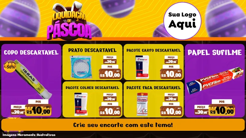 Modelo de TV para TV Horizontal com o tema Liquidação de Páscoa para Embalagens