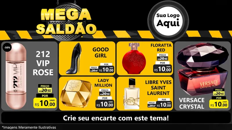 Modelo de TV para TV Horizontal com o tema Mega Saldão para Perfumes