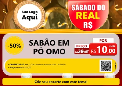 Modelo de Cartaz para Cartaz A4 Horizontal com o tema Sábado do Real para Produtos de Limpeza