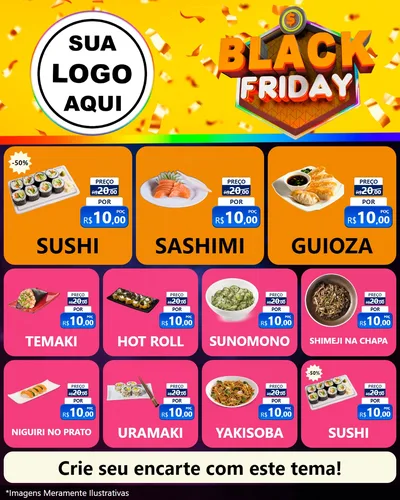 Modelo de Rede Social para Feed Instagram com o tema Black Friday para Comida japonesa