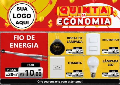 Modelo de Encarte para Encarte A4 Horizontal com o tema Quinta da Economia para Materiais Elétricos
