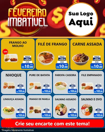 Modelo de Rede Social para Feed Instagram com o tema Fevereiro Imbatível para Restaurante