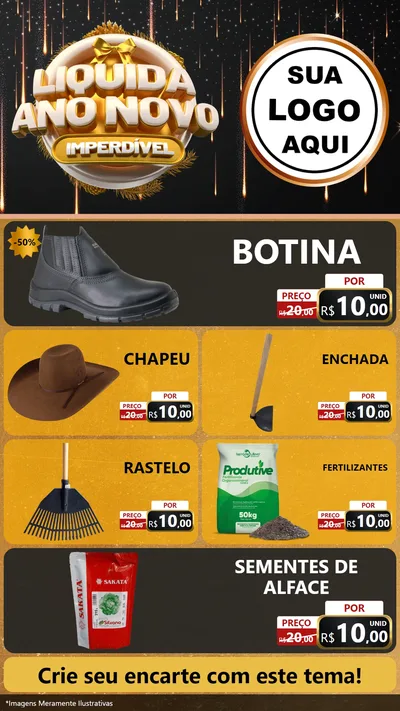 Modelo de TV para TV Vertical com o tema Liquida Ano Novo Imperdível para Agropecuária