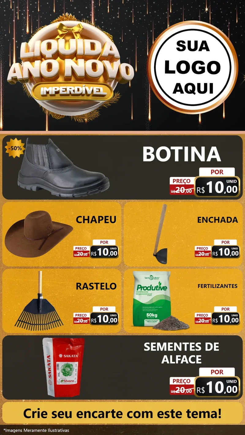 Modelo de TV para TV Vertical com o tema Liquida Ano Novo Imperdível para Agropecuária