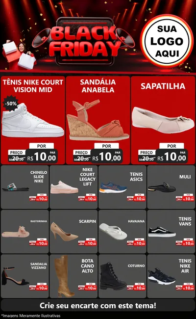 Modelo de Encarte para Encarte Grande com o tema Black Friday para Calçados