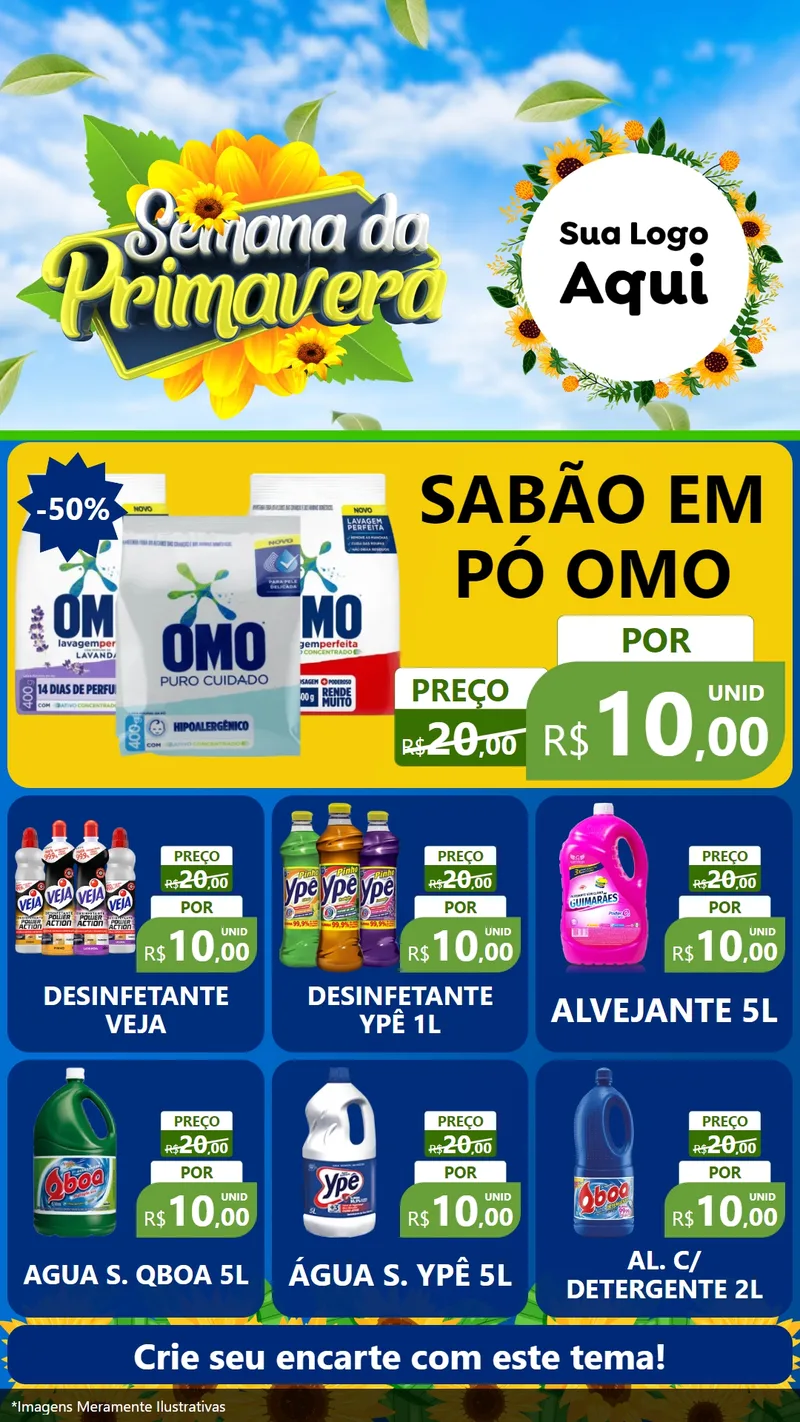 Modelo de Rede Social para Stories com o tema Semana da Primavera para Produtos de Limpeza
