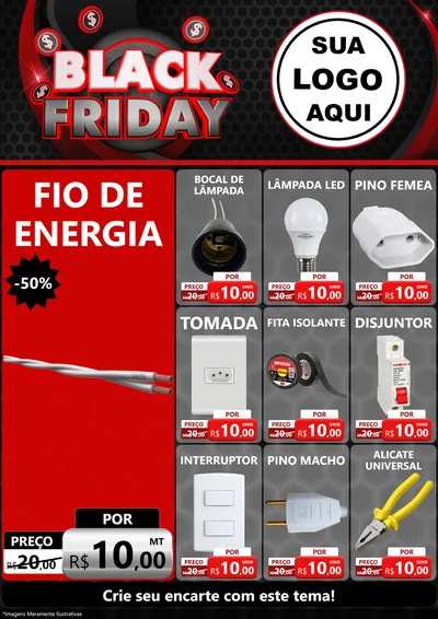Modelo de Encarte para Encarte A4 Vertical com o tema Black Friday para Materiais Elétricos