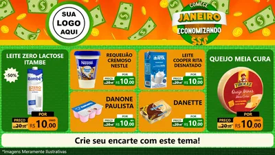 Modelo de TV para TV Horizontal com o tema Comece Janeiro Economizando para Frios e Laticínios