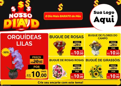 Modelo de Encarte para Encarte A4 Horizontal com o tema Nosso Dia D para Floricultura e jardim