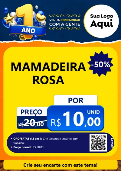 Modelo de Cartaz para Cartaz A4 Vertical com o tema Um Ano de Aniversário para Bebês