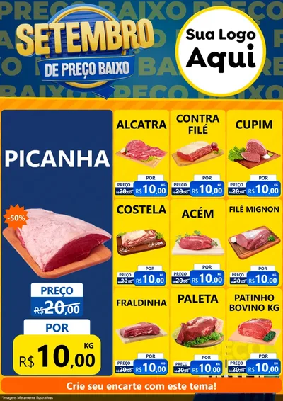 Modelo de Encarte para Encarte A4 Vertical com o tema Setembro De Preço Baixo para Açougue