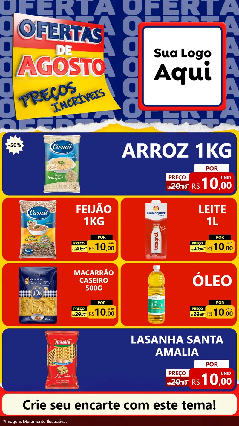 Modelo de TV para TV Vertical com o tema Ofertas de Agosto - Preços Incríveis para Supermercado