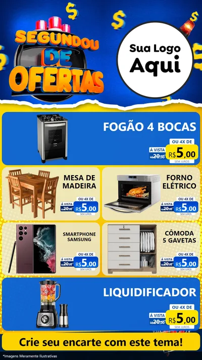 Modelo de TV para TV Vertical com o tema Segundou de Ofertas para Móveis e Eletro