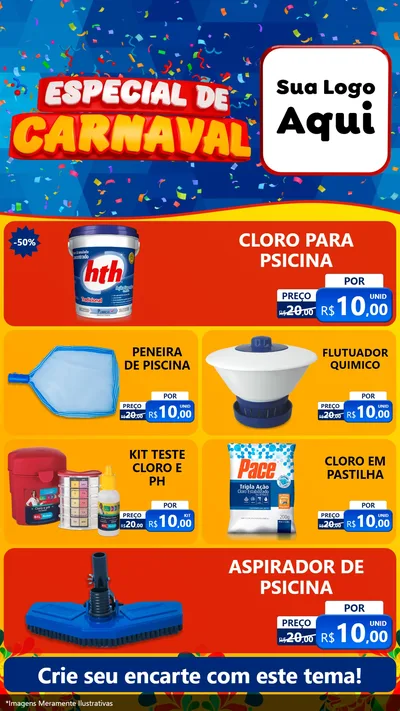 Modelo de TV para TV Vertical com o tema Especial de Carnaval para Produtos para Piscina