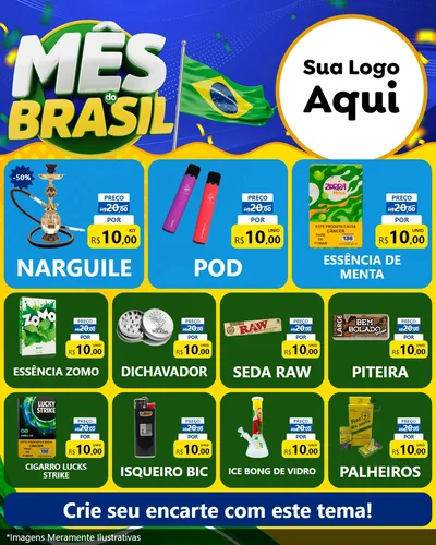 Modelo de Rede Social para Feed Instagram com o tema Mês do Brasil para Tabacaria