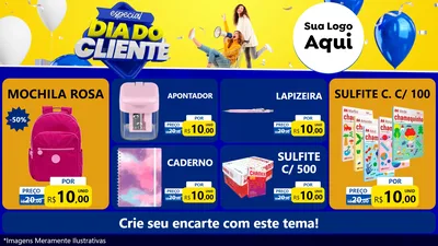 Modelo de TV para TV Horizontal com o tema Especial Dia do Cliente para Papelaria