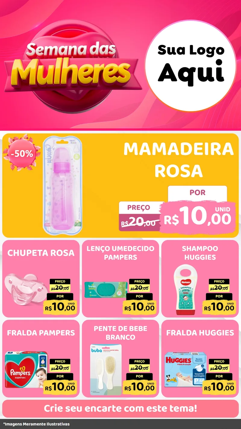 Modelo de Rede Social para Stories com o tema Semana das Mulheres para Bebês