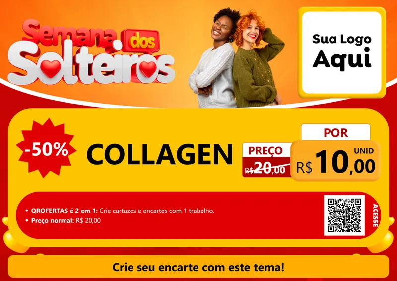 Modelo de Cartaz para Cartaz A4 Horizontal com o tema Semana dos Solteiros para Suplementos alimentares