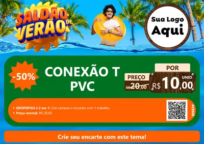 Modelo de Cartaz para Cartaz A4 Horizontal com o tema Saldão de Verão para Tubos e conexões