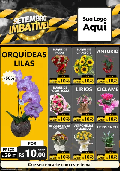 Modelo de Encarte para Encarte A4 Vertical com o tema Setembro Imbatível para Floricultura e jardim