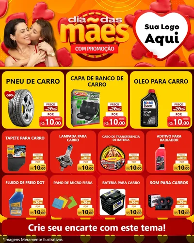 Modelo de Rede Social para Feed Instagram com o tema Dia das Mães com Promoção para Auto peças