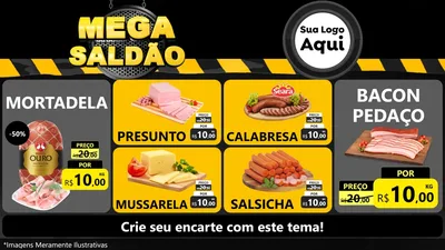 Modelo de TV para TV Horizontal com o tema Mega Saldão para Frios e Laticínios