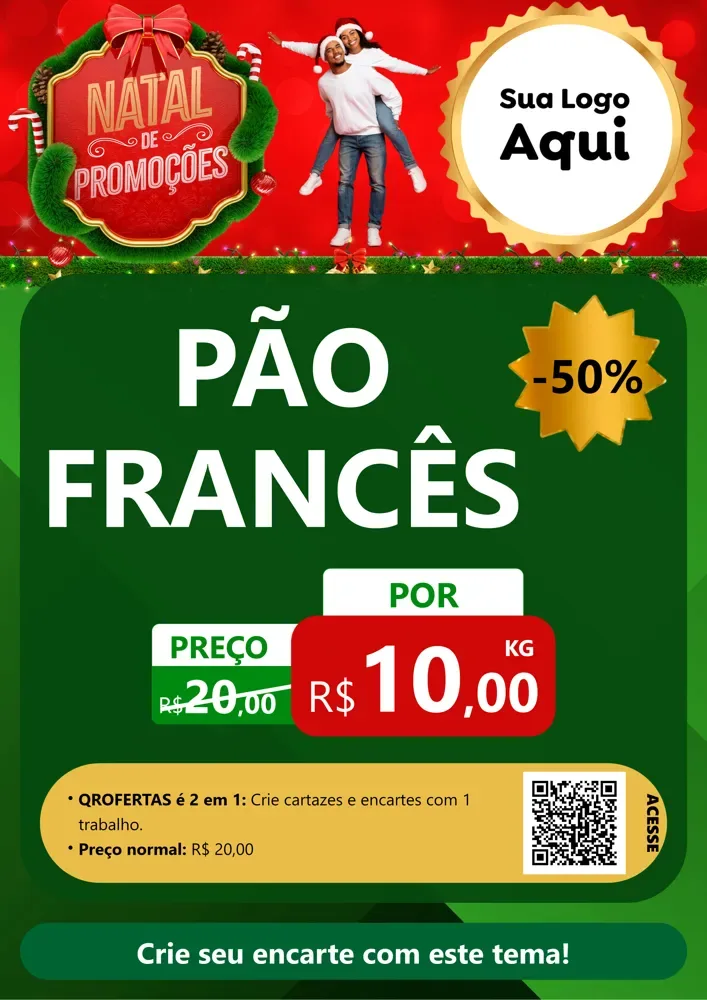 Modelo de Cartaz para Cartaz A4 Vertical com o tema Natal de Promoções para Padaria