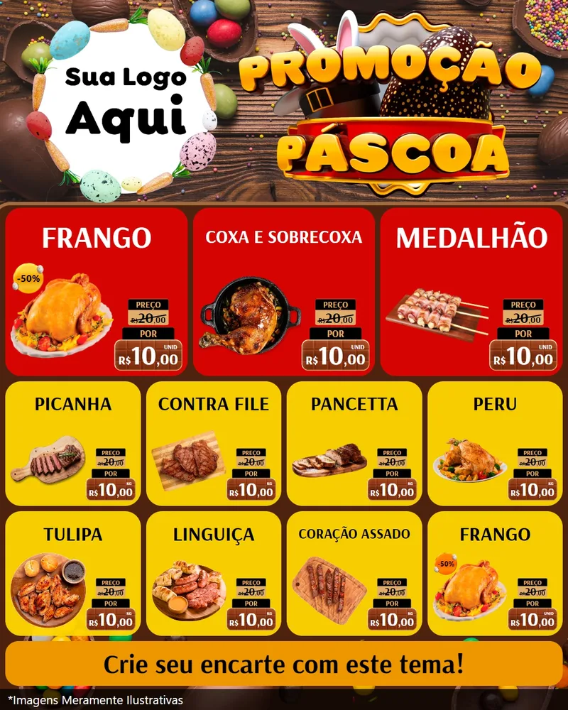Modelo de Rede Social para Feed Instagram com o tema Promoção Páscoa para Assados