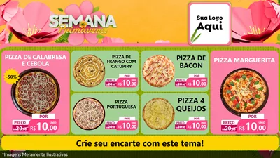 Modelo de TV para TV Horizontal com o tema Semana da Primavera para Pizzaria